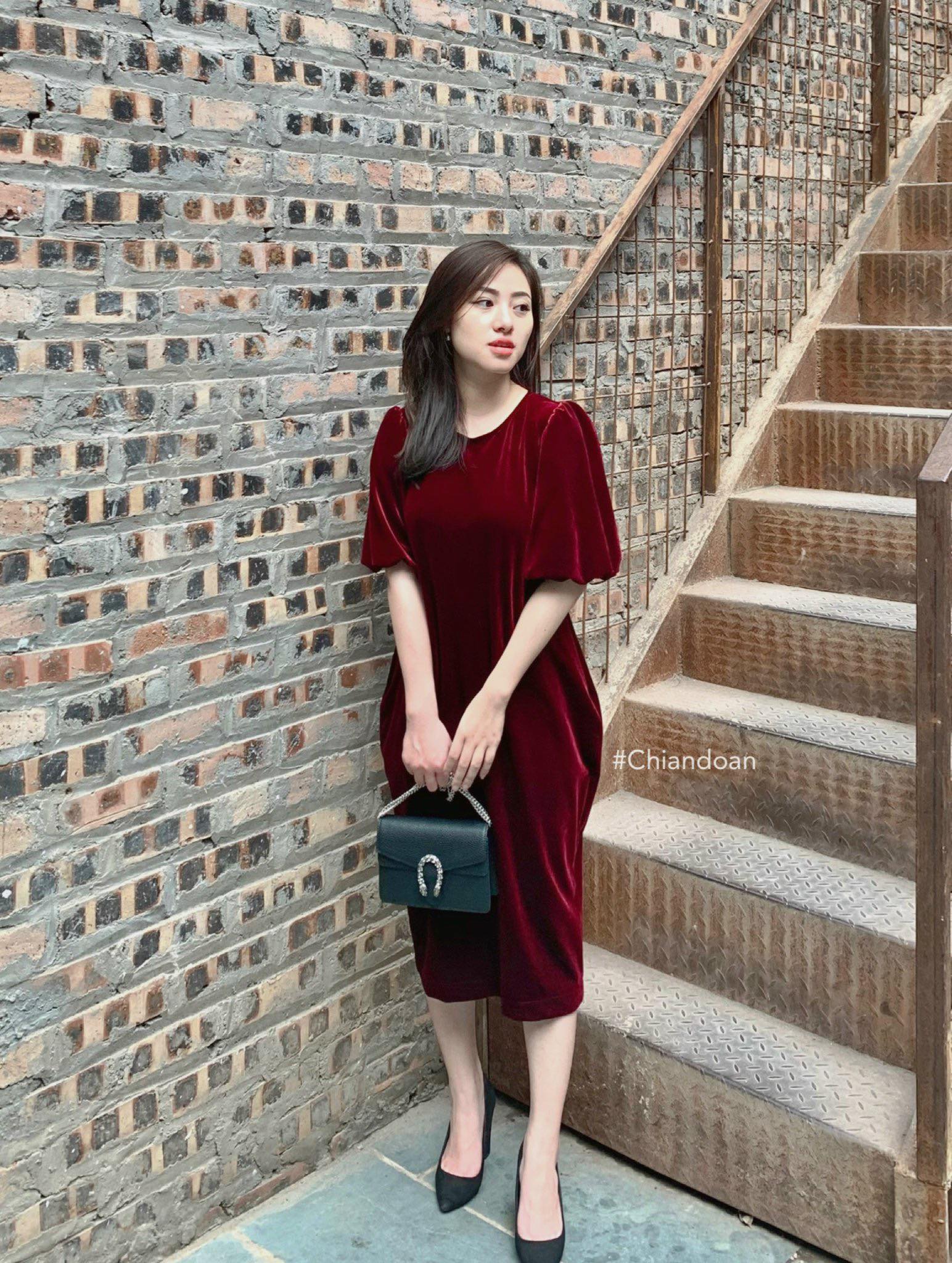 [CHIANDOAN ORDER] Váy Resy nhung tay phồng cách điệu