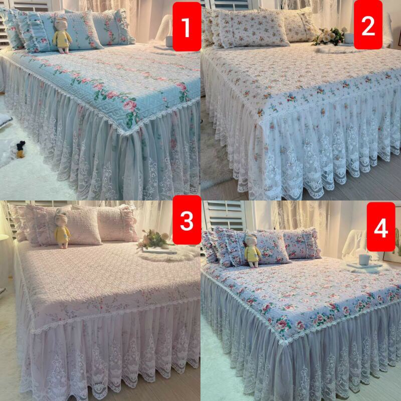 SET GA GỐI PHỦ BÈO REN CÔNG CHÚA