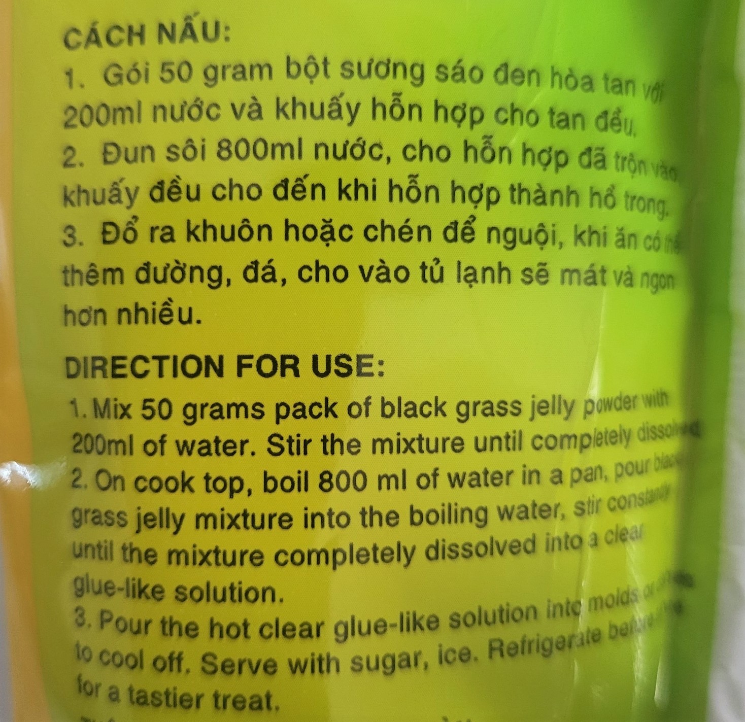 RC3K (gói ĐEN 50g) BỘT SƯƠNG SÁO ĐEN Black Grass Jelly Powder