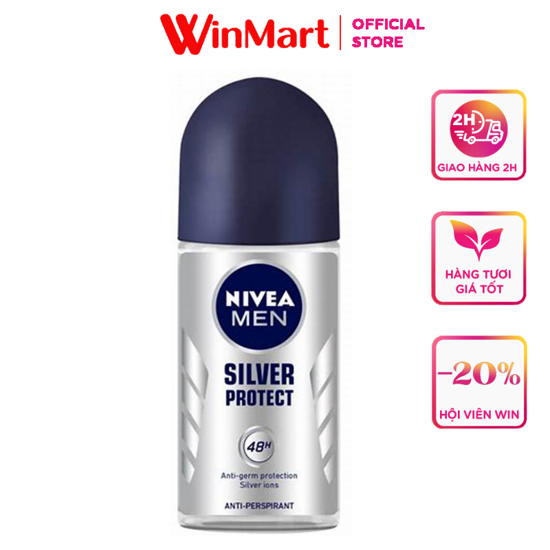 [Siêu thị WinMart] - Lăn khử mùi dành cho nam Nivea phân tử bạc chai 50ml
