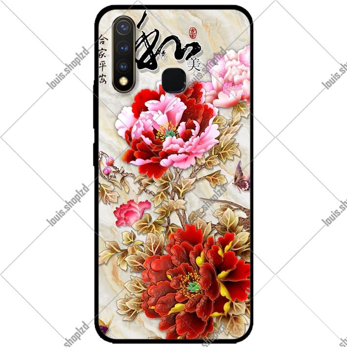 Ốp lưng dành cho vivo y19 / u3 mẫu mẫu đơn đỏ hồng