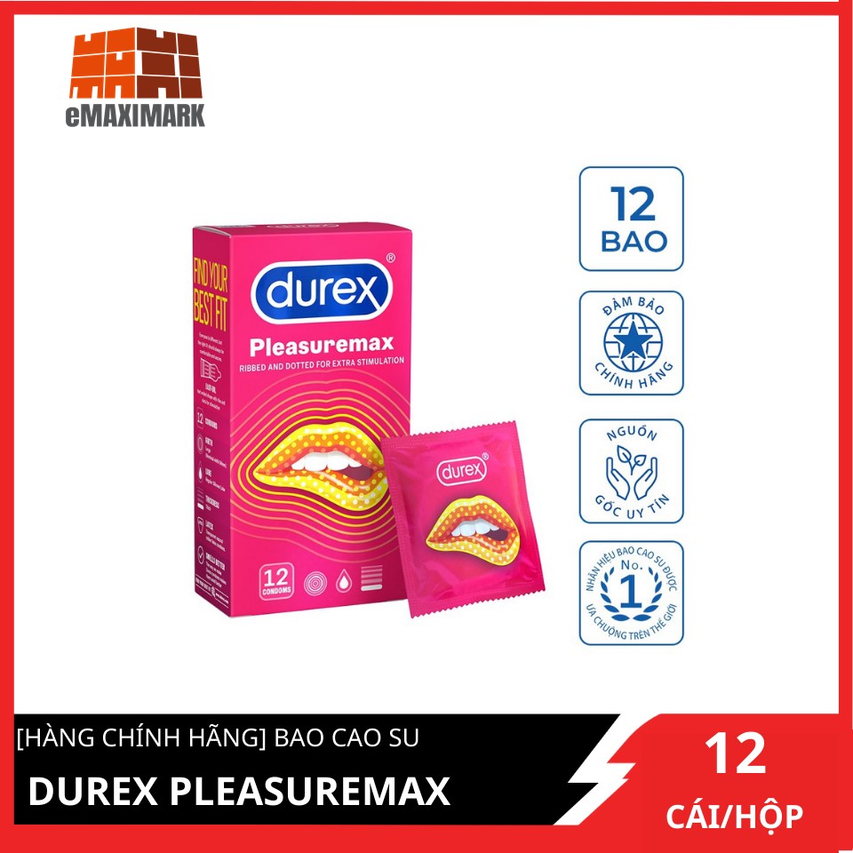 Bao cao su durex pleasuremax hộp 12 cái