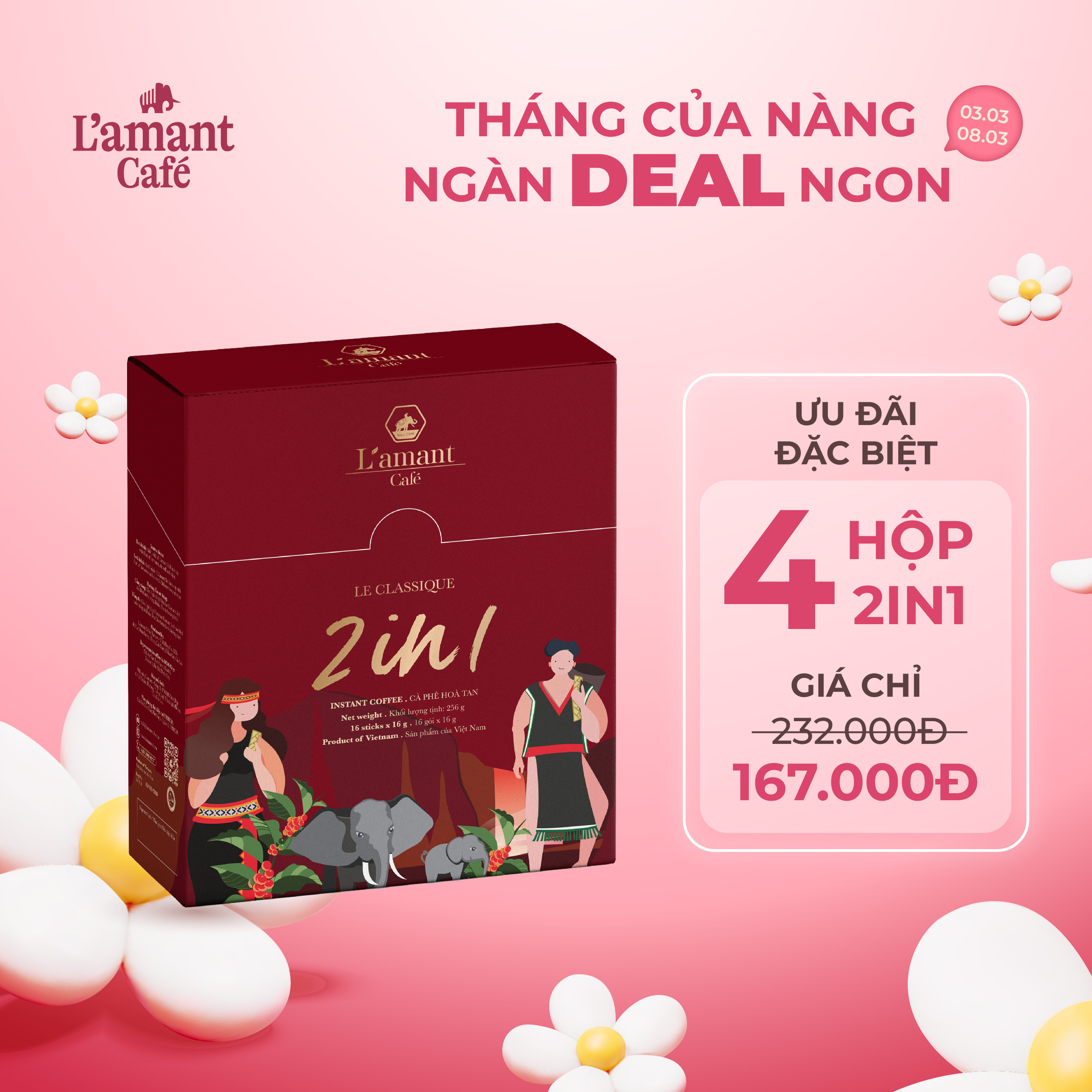[MỪNG ĐẠI LỄ TẶNG QUÀ MÊ] Cà phê hòa tan đen đá Vietnamese Iced Black Coffee (Hộp 16 gói x 16gr)
