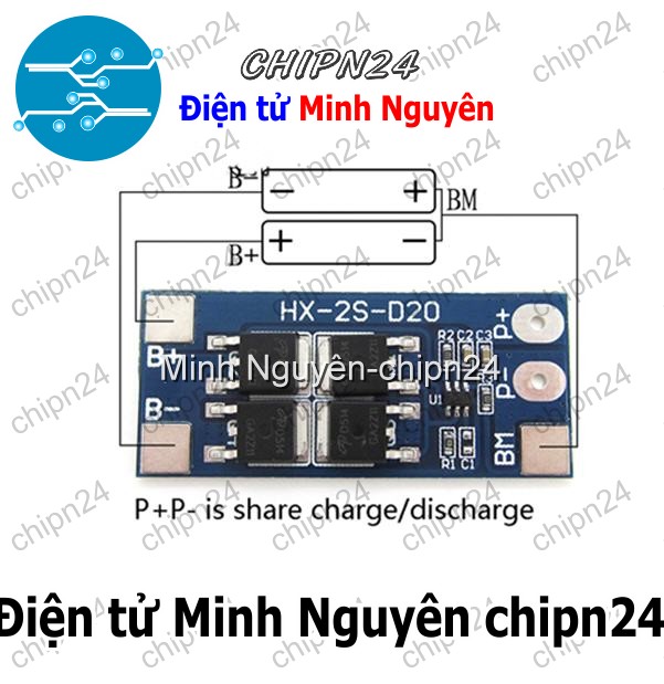 [1 cái] (F21.7) Mạch sạc bảo vệ pin 18650 2 cell 20A - HH003032