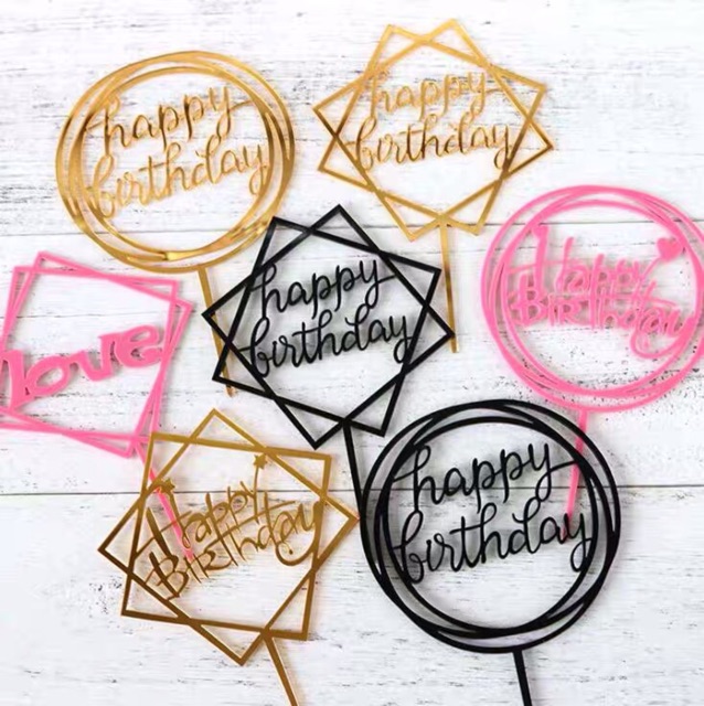 Que cắm Mica Happy Birthday