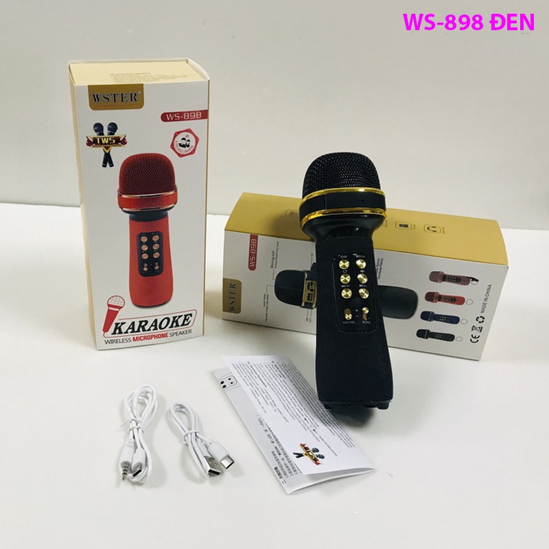 Micro không dây hát Karaoke kèm Loa Bluetooth WS-898