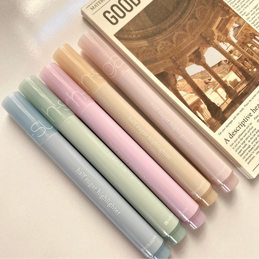 [Bin Bin] Set 6 bút Highlight Half Sugar phong cách Pastel, Morandi HL03