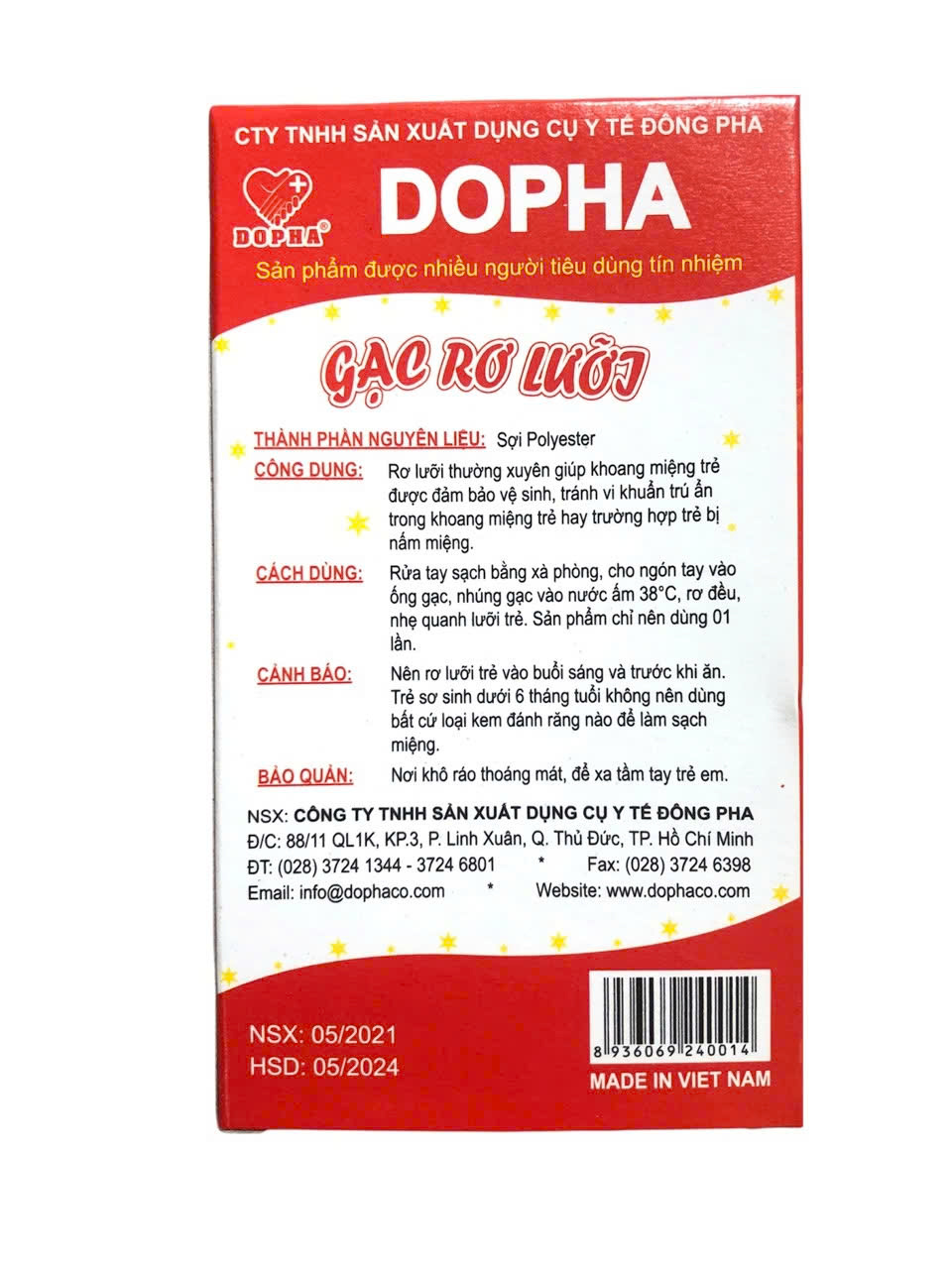 Combo 10 Boxes of Dong Pha Newborn Baby Tongue Swabs, 1 Box of 5 Pieces