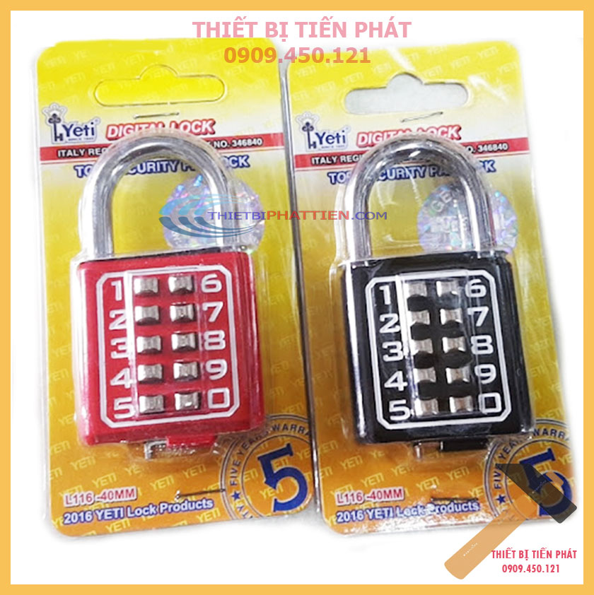 [HCM]Ổ Khóa Số, Khóa Cửa YETI Số Bấm 10 Số 4 Phân 2 Màu Đen Đỏ Nhứ Hình 100% Chính Hãng L-116