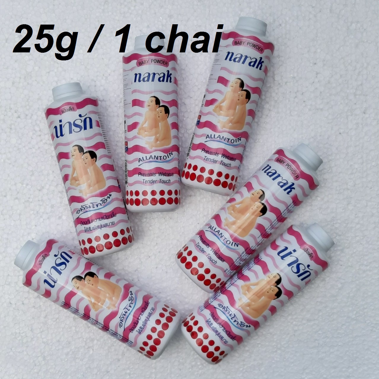 6 chai Phấn rôm Narak 25g/1 chai hương thơm dịu nhẹ dùng cho trẻ em và người lớn THÁI LAN