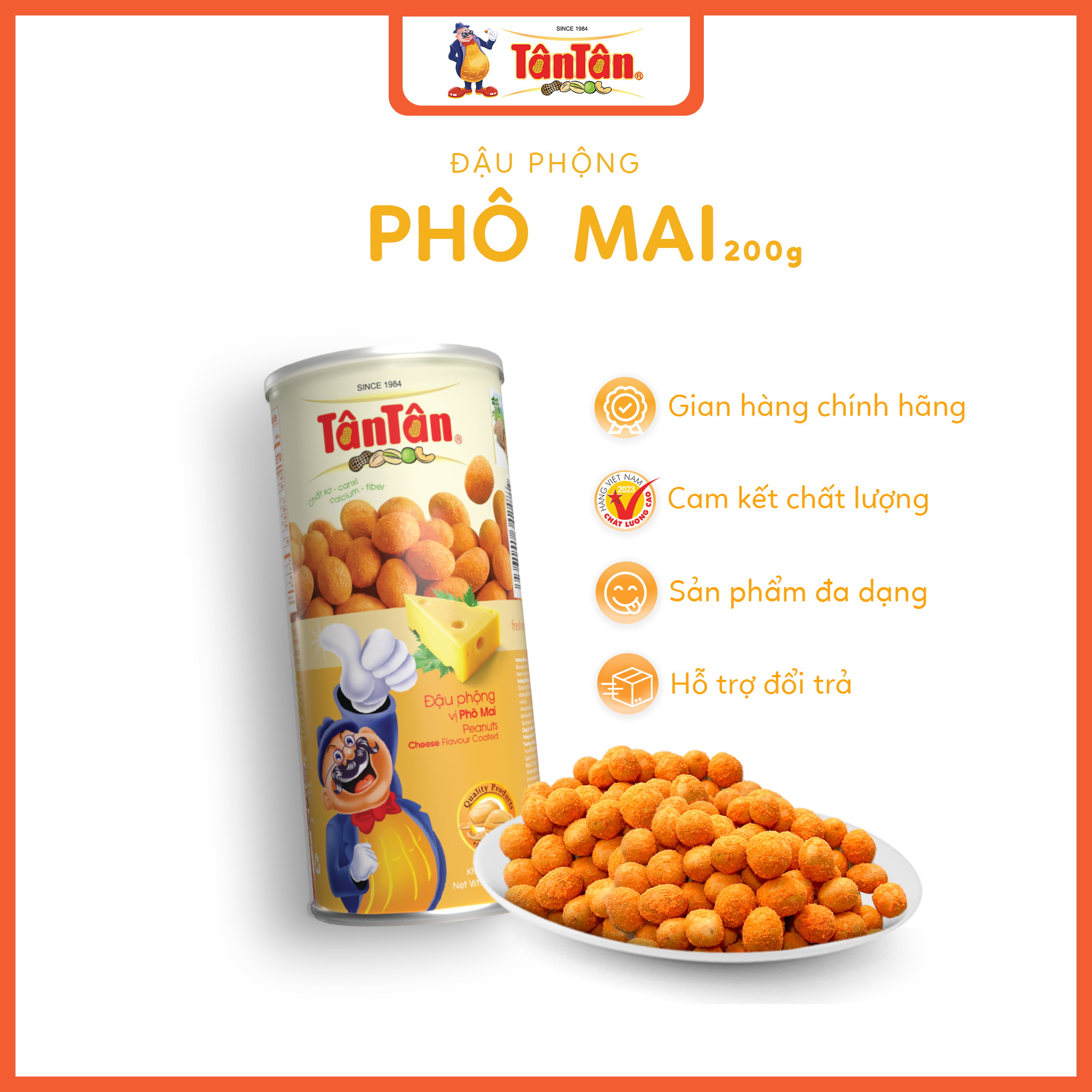 Đậu phộng vị Phô mai Tân Tân 200g