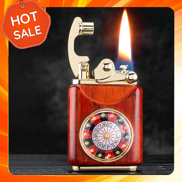 Hộp quẹt bật lửa xăng đá ốp gỗ đàn hương Zorro Z592-210, kiểu dáng vòng quay số cao cấp - bật lửa xăng - bật lửa độc lạ