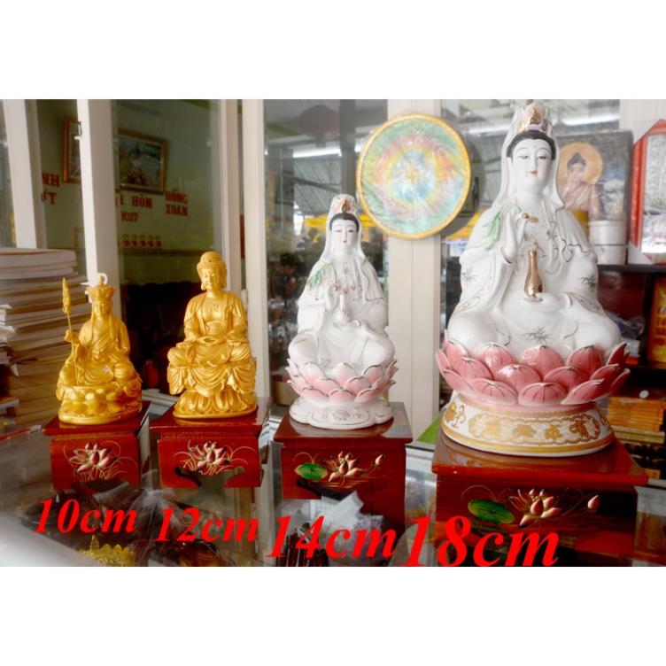 Đôn gỗ -Đế gỗ vuông hoa sen đặt tượng thờ