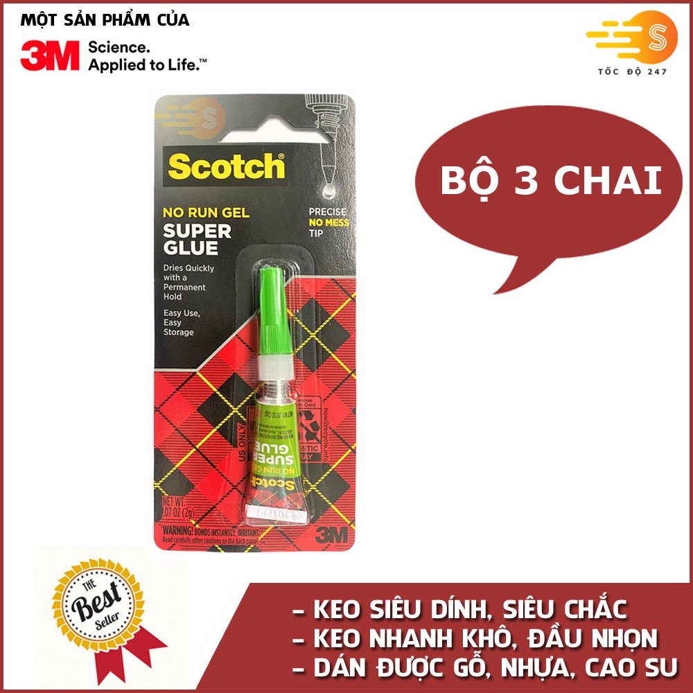 Bộ 3 chai keo dán giày gỗ nhựa đa năng siêu dính 3M Scotch AD113