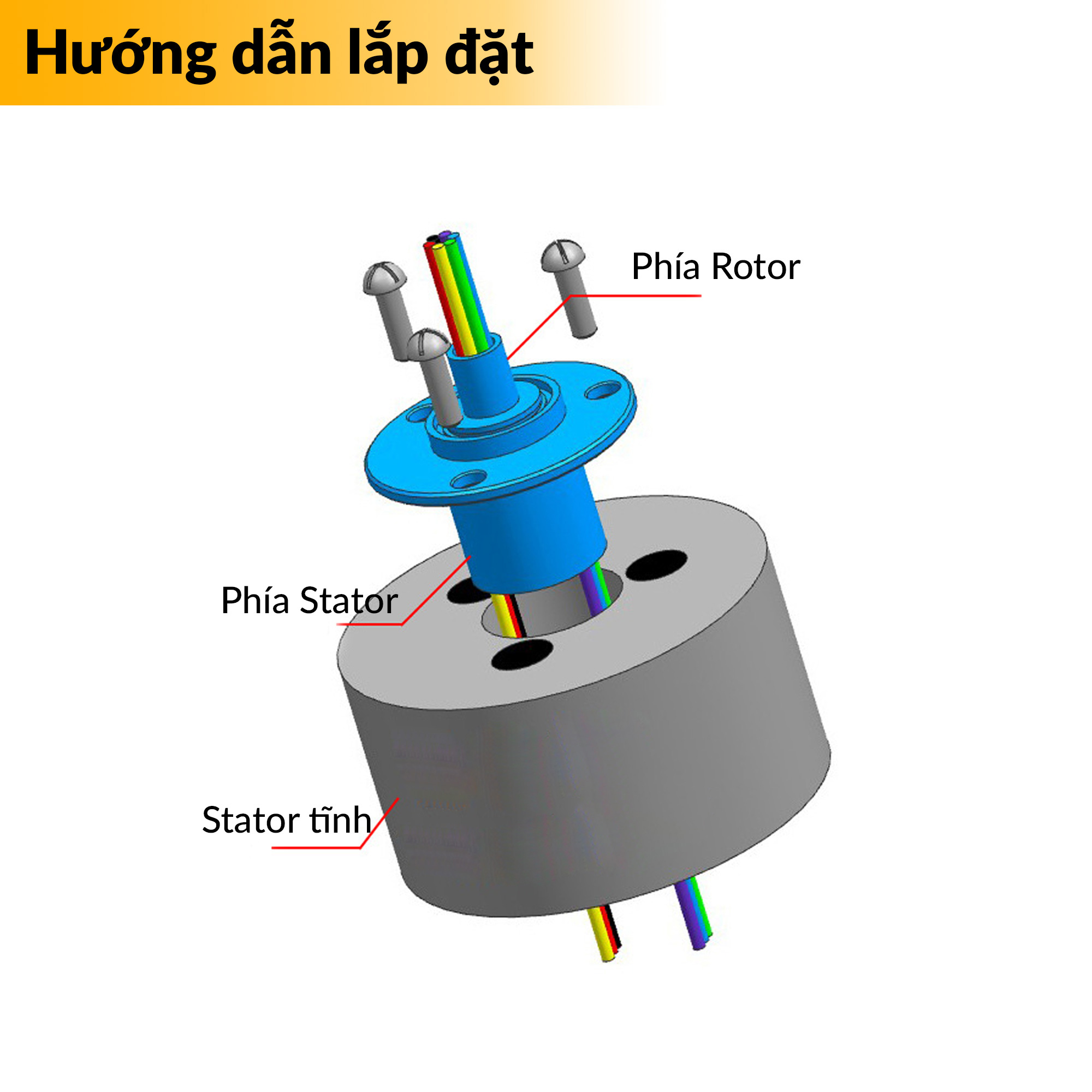 Cổ góp vòng quay dẫn điện 12.5mm 2A