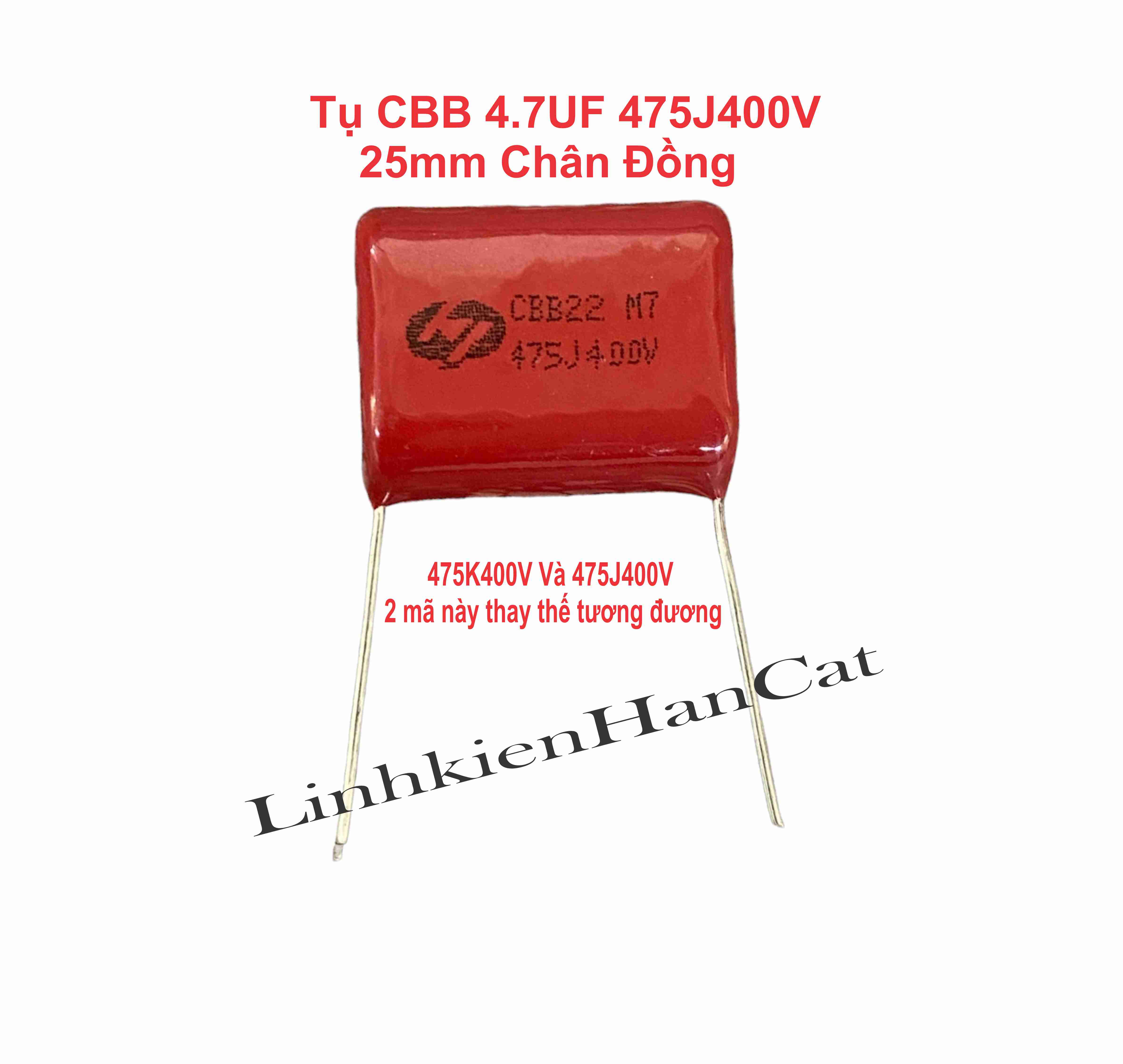 Tụ cbb 4.7uf 475j 400v 25mm chân đồng