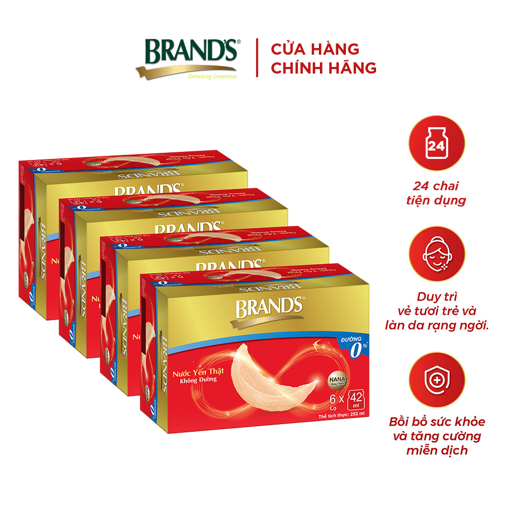 [Giao hàng 2h] Combo 4 Nước yến thật BRAND'S Không Đường (42 ml x 24 lọ)