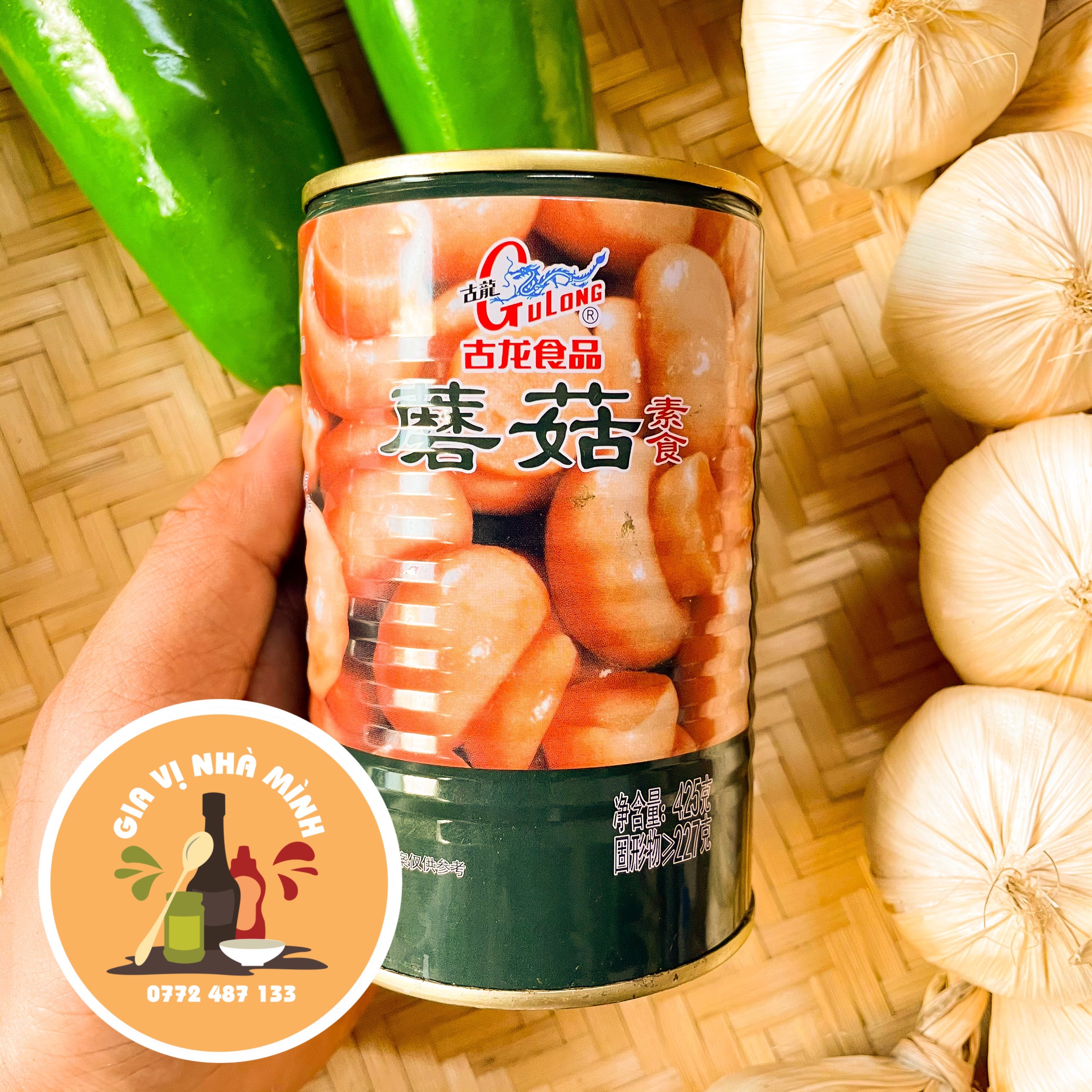 Nấm mỡ đóng hộp -mushrooms gulong 400gr