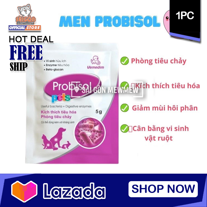 [Combo 5 Gói] Men Tiêu Hóa PROBISOL 5g – Bổ Sung Lợi Khuẩn, Cân Bằng Đường Ruột Thú Cưng