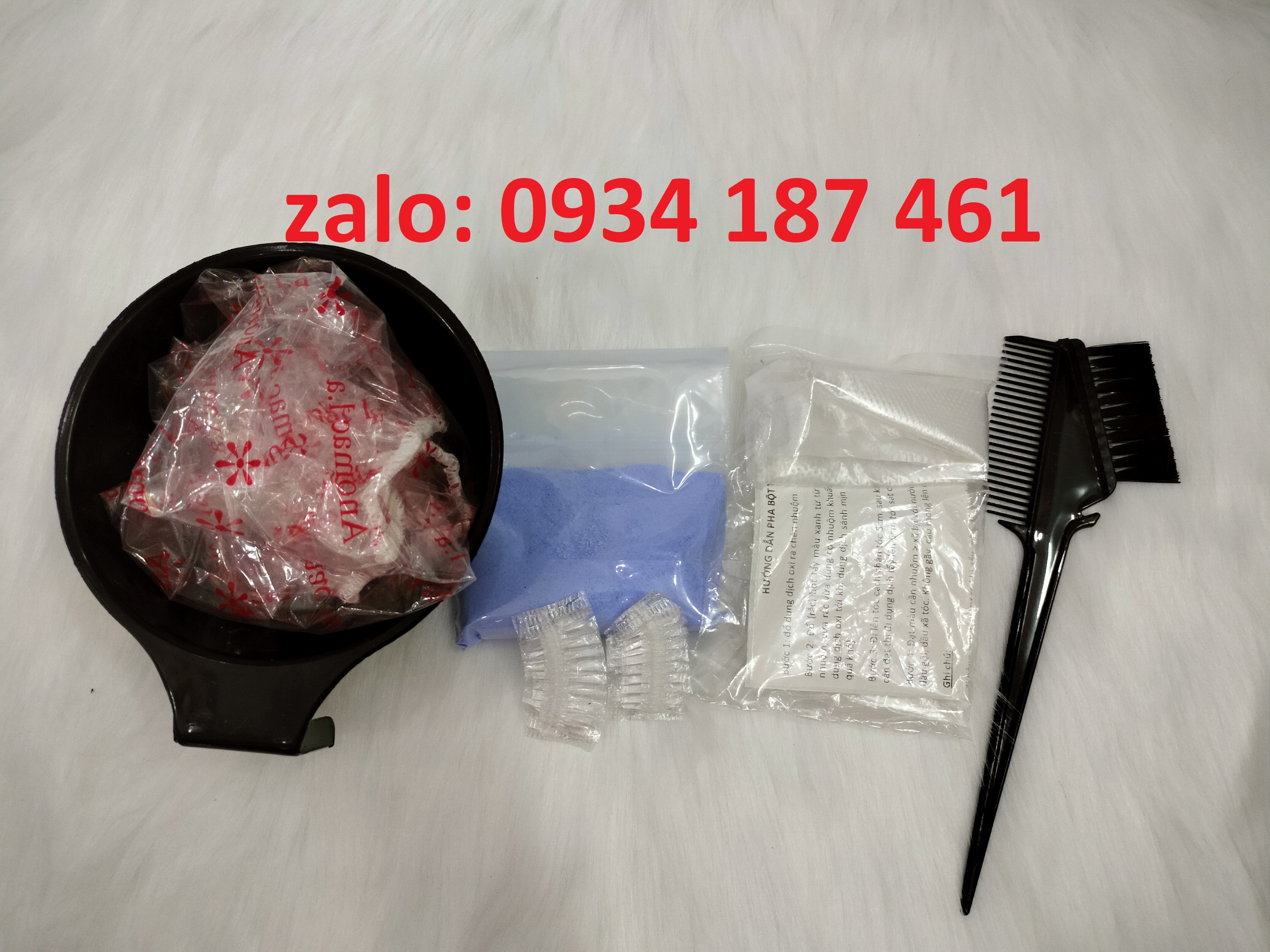 Combo 100gr bột tẩy, oxy, chén, lược, bao tay, nón trùm, chụp tai, HDSD