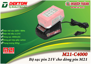 Xả kho 3 ngày Đế sạc pin 21V Dekton M21-C4000 Sạc cho pin M21 và pin 21V thumbnail