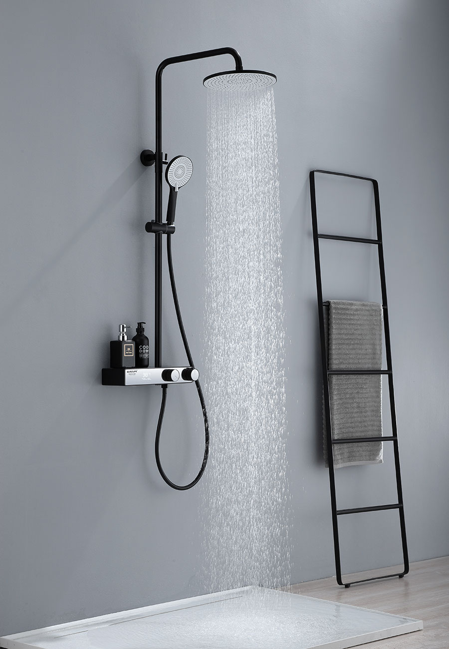 Cây sen tắm đứng nóng lạnh Eurolife chất liệu Đồng mạ đen EL-SC920