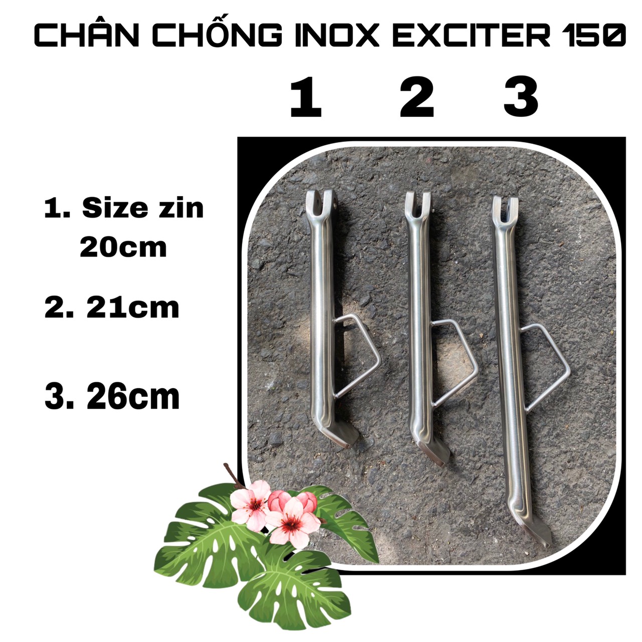 Chân chống inox cnc mới cho xe máy