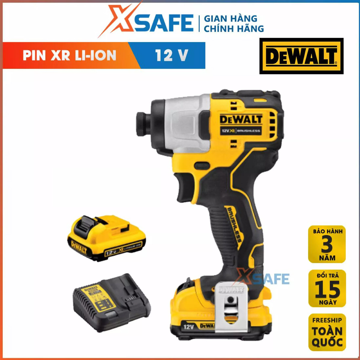 Drilling machine, screw battery 12v DeWalt dcf801d2-kr bundled 2 battery and 1 charger. Hand drill, no-load speed 0-950/0-1950/0-2850 v/p, genuine warranty 3 years-distribution genuine xsafe
