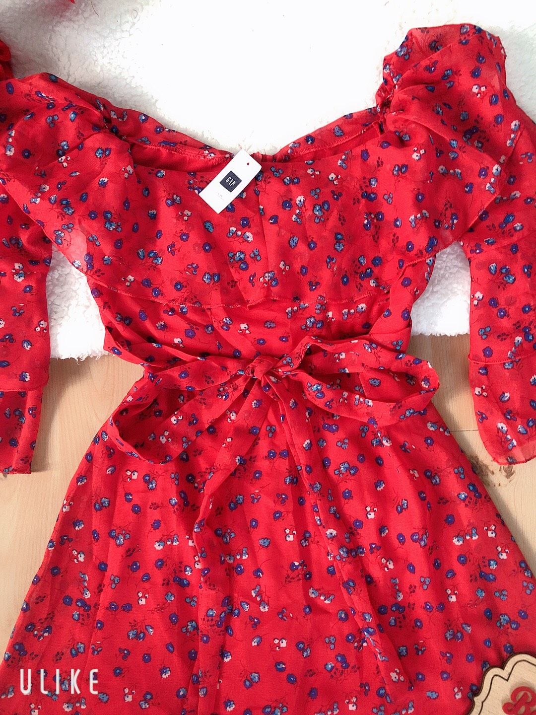 Đầm hoa maxi xòe tay loe tầng cổ phối bèo cột eo Cao Cấp