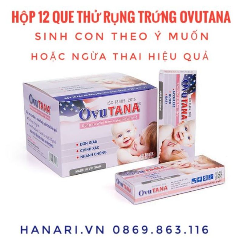 [Chính xác nhất] Hộp 12 que/test thử rụng trứng/ trứng rụng Ovutana - 3 test rụng trứng nhập khẩu