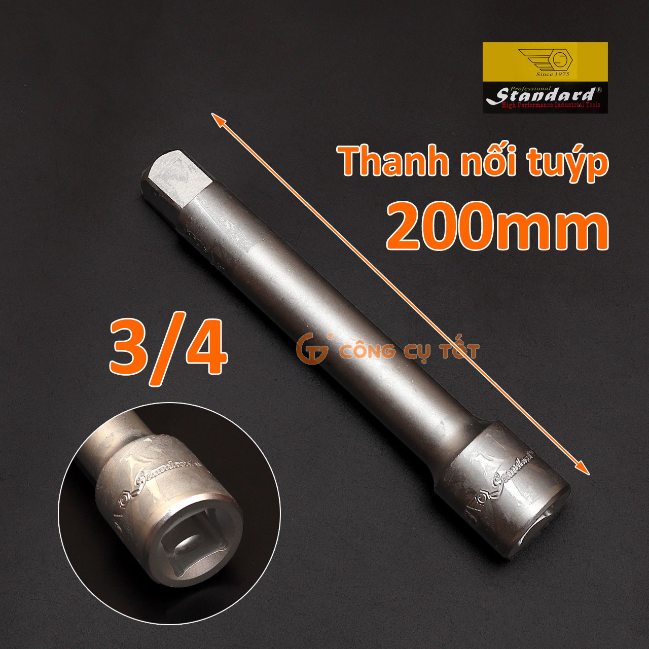 Cần nối vặn tuýp - thanh nối dài tuýp - đầu nối khẩu Standard Đài Loan 3/4 inch 100mm, 200mm