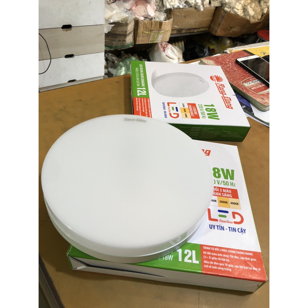Đèn led ốp trần tròn,vuông 18w đổi màu tràn viền