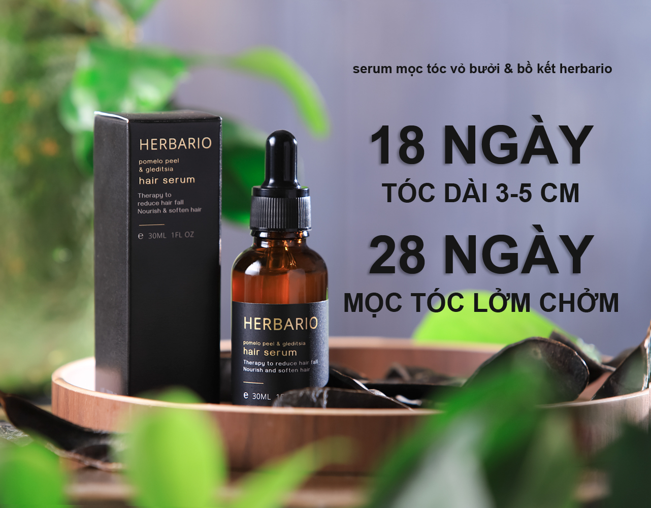 [HCM]Serum mọc tóc vỏ bưởi & bồ kết Herbario 30ml giúp mọc tóc nhanh giảm rụng tóc Nuôi dưỡng từng sợi tóc cho mái tóc suôn mượt vào nếp