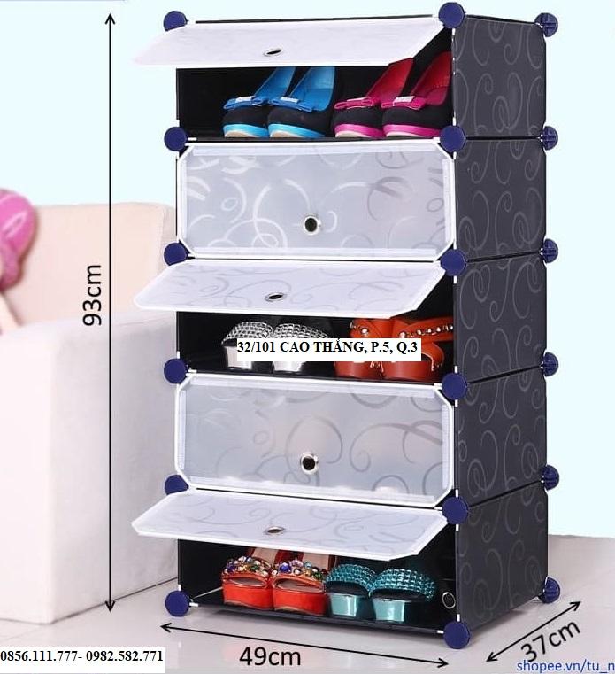 TỦ GIÀY NHỰA LẮP GHÉP 5 Ô GIÁ RẺ- KỆ GIÀY LẮP GHÉP 5 NGĂN- SIZE LỚN- ĐỂ ĐƯỢC 10 ĐÔI GIÀY LỚN