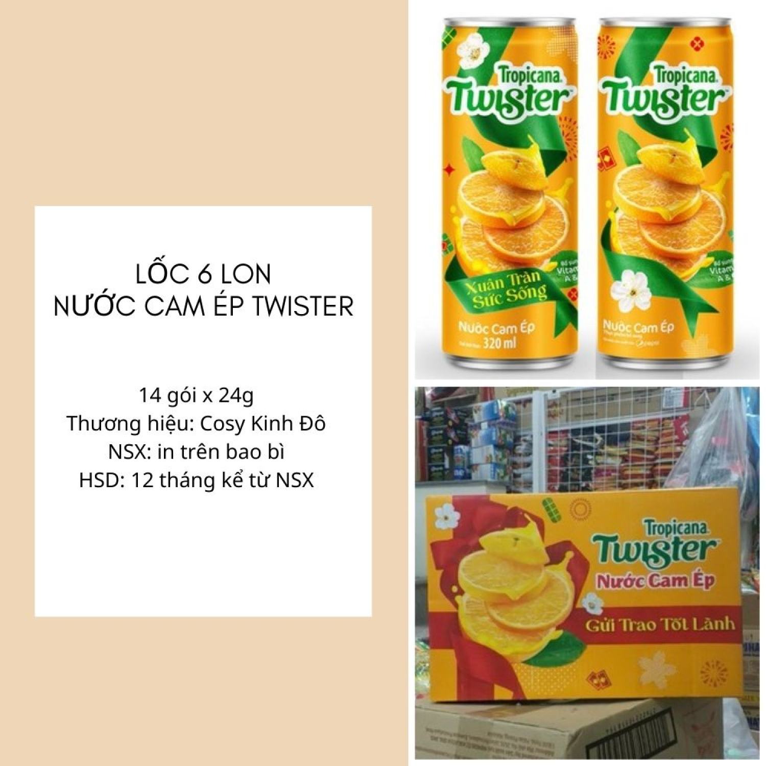Lốc 6 lon Nước cam ép Twister x 320ml