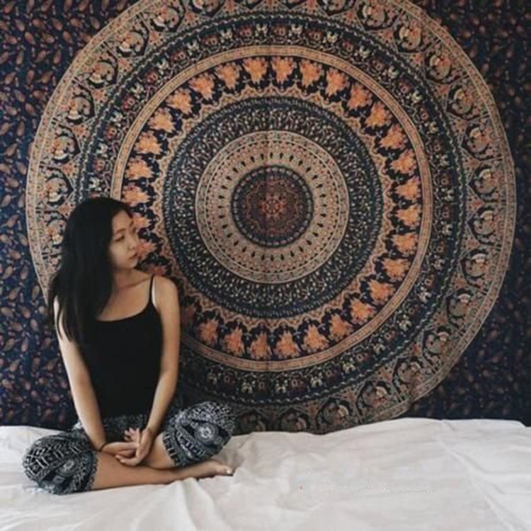 Mandala Tường Vải Treo Tường bãi biển Mandala khăn polyester sợi Mandala tấm thảm tường Thảm Mandala 200x150cm lớn