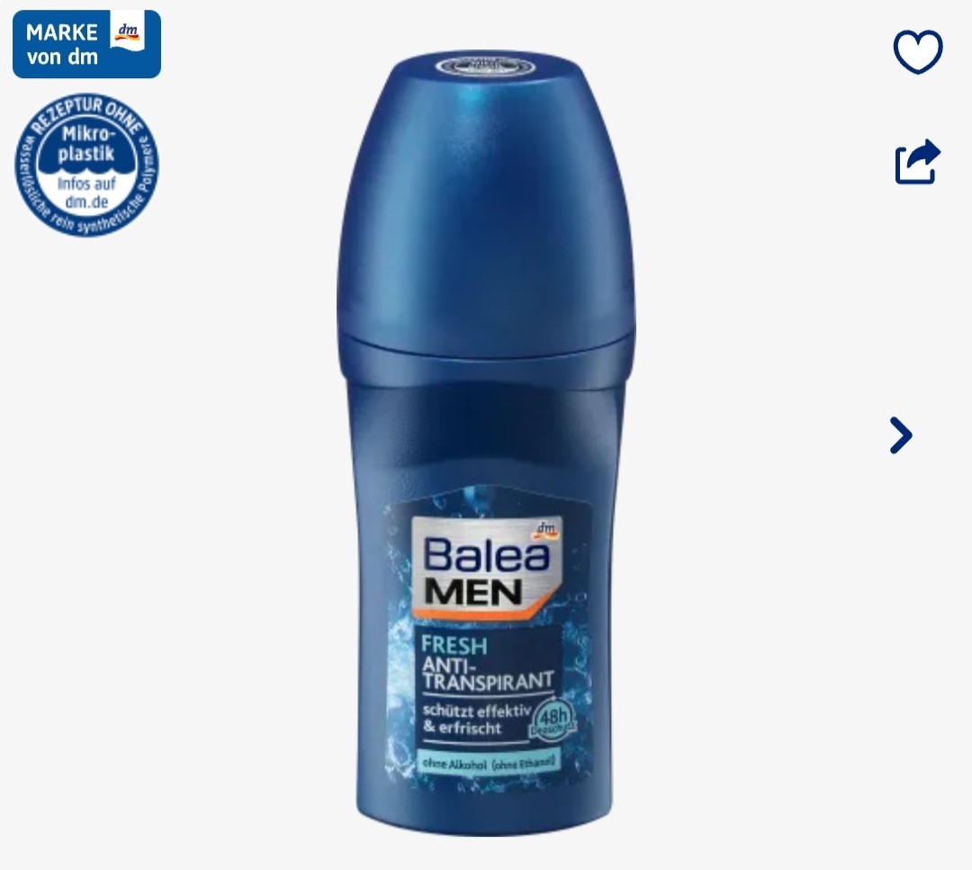 Lăn khử mùi cơ thể Balea Men Đức 50ml, lăn nách nam khô thoáng chống ố vàng- Hàng nội địa Đức