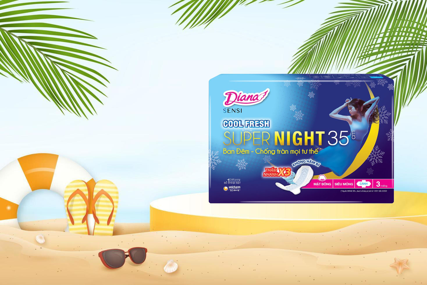 Băng Vệ Sinh Diana Sensi Night Cool Fresh 35cm