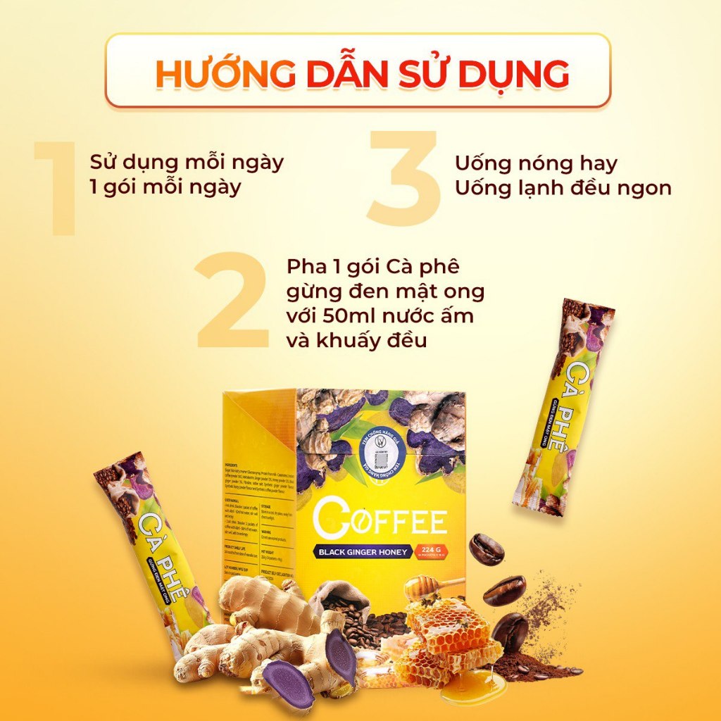 Cà Phê Giảm Cân Gừng Đen Chính Hãng 100%