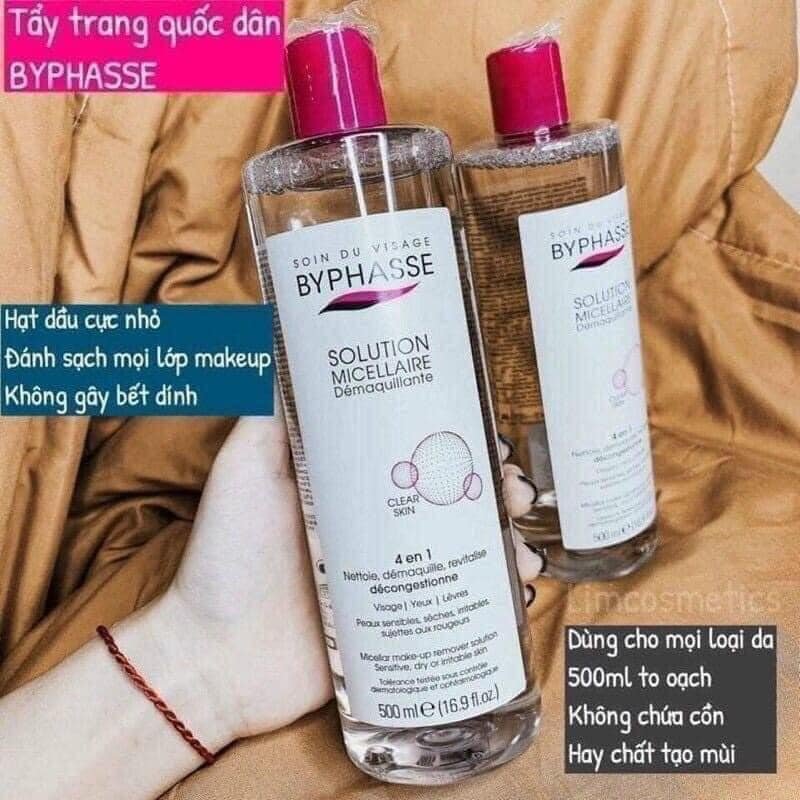 Nước tẩy trang byphasse 500ml làm sạch da,không cồn