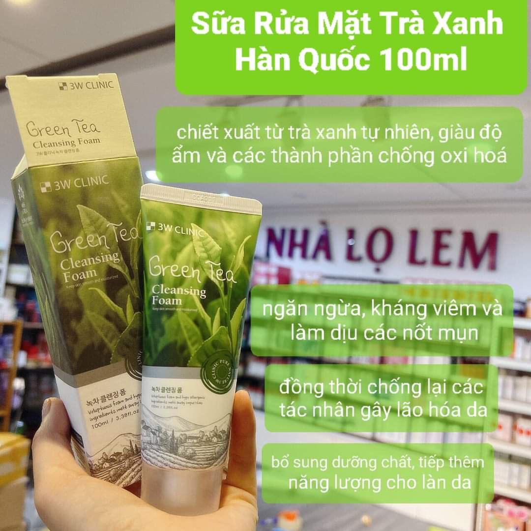 Sữa rữa mặt trà xanh 3W hàn quốc