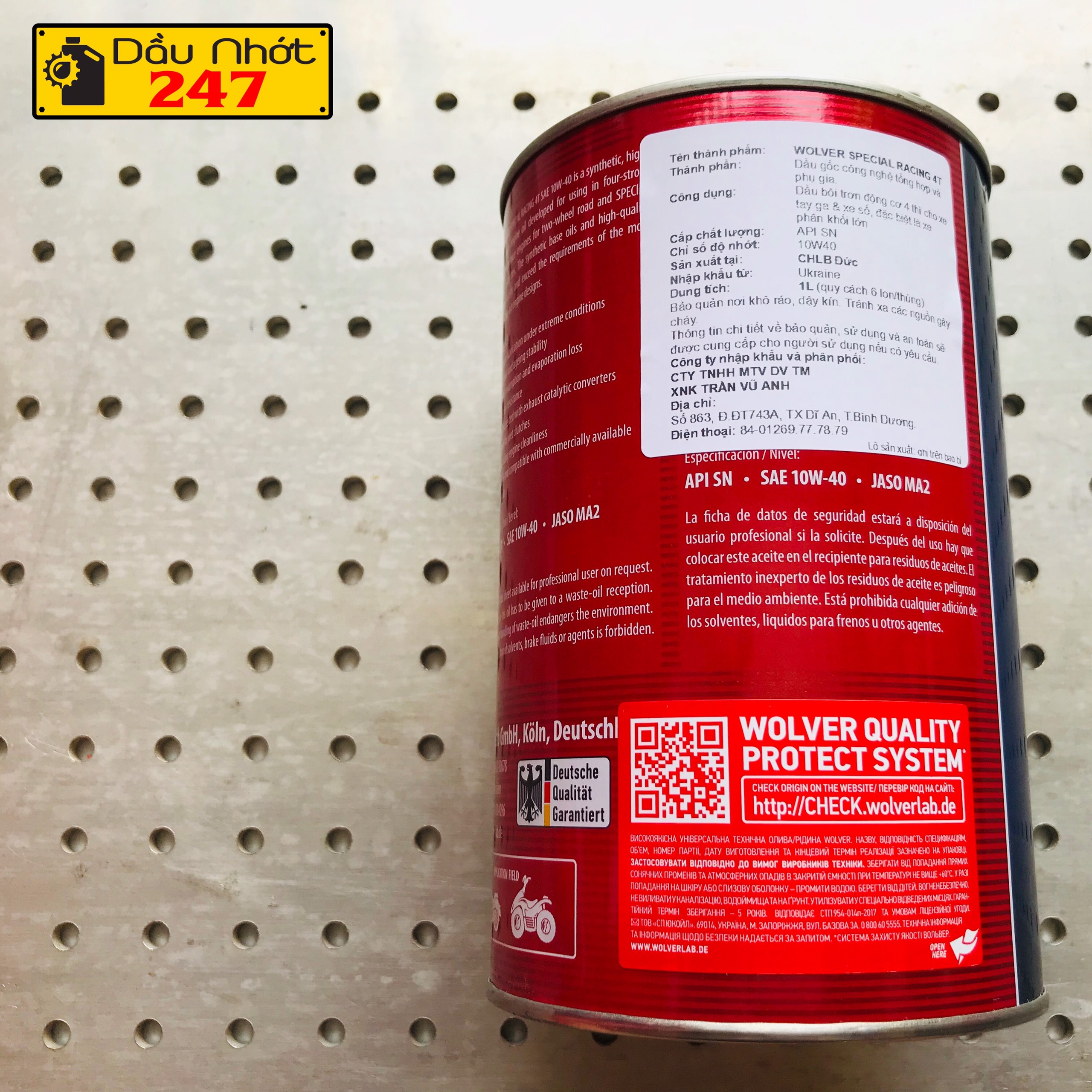 Dầu nhớt Wolver Special Racing 10W40 800ml