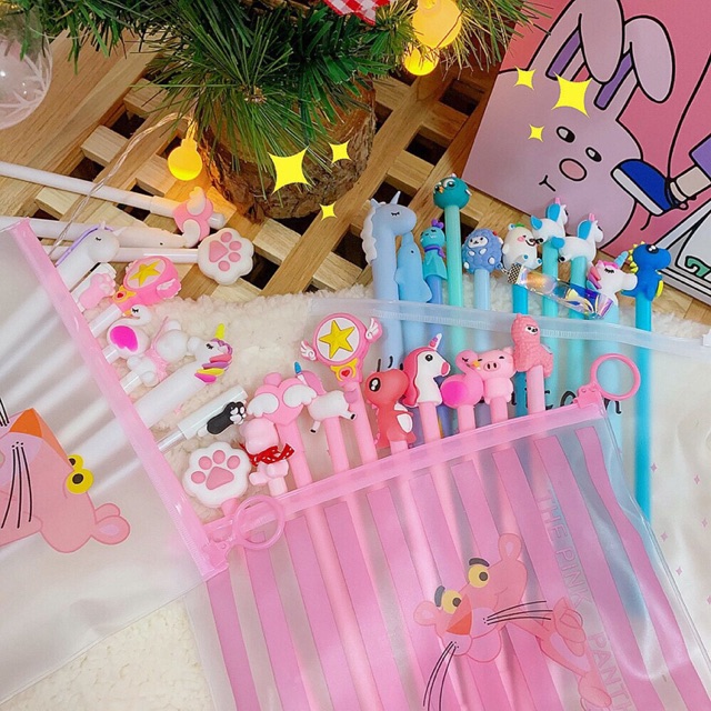 Combo 10 bút cute kèm túi zip ( cây viết nhiều mẫu)