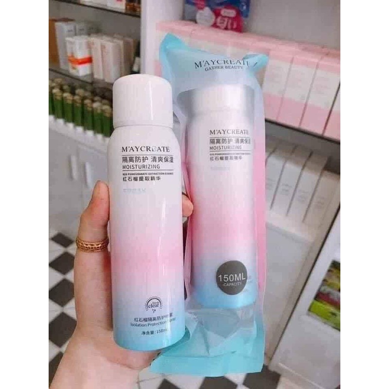Xịt Chống Nắng Dưỡng Trắng Da MayCreate Moisturizing -150ml
