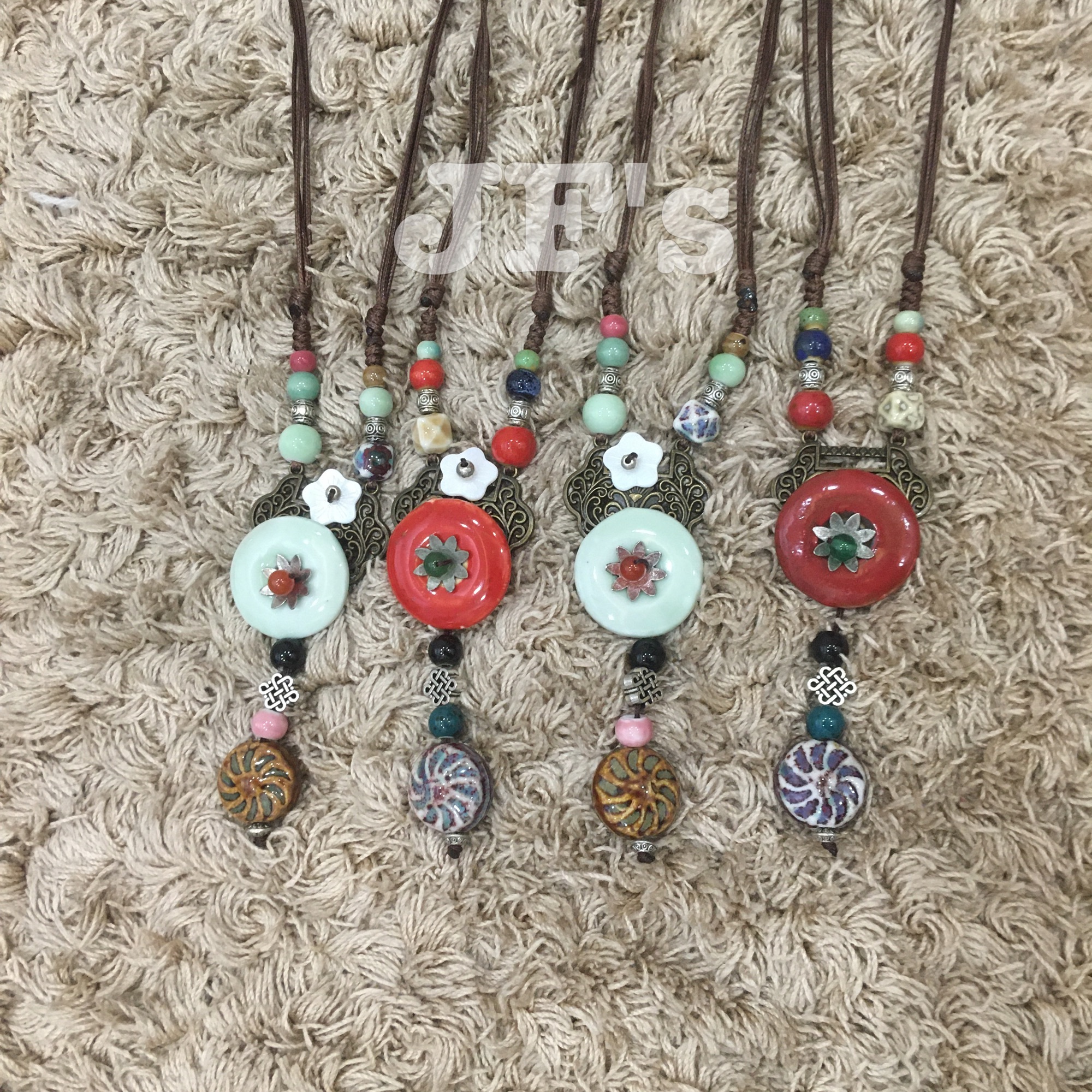 Vòng cổ nữ bohemian, dây chuyền gốm sứ