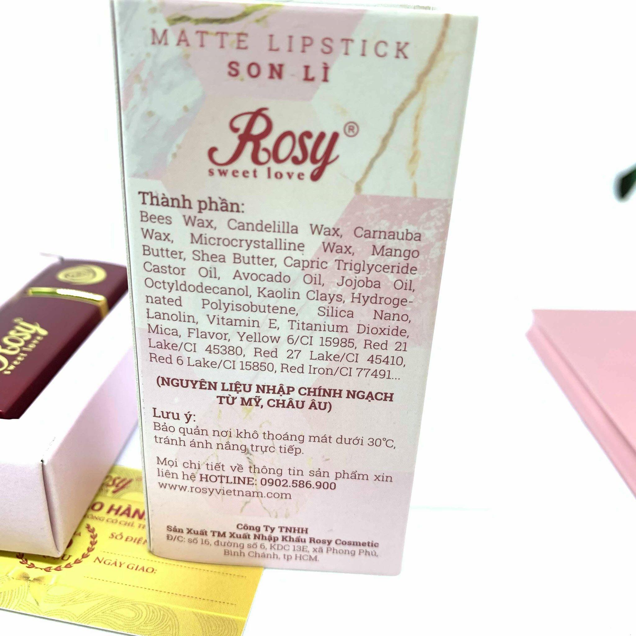 Son Môi Siêu Lì Rosy Màu Đỏ Hồng