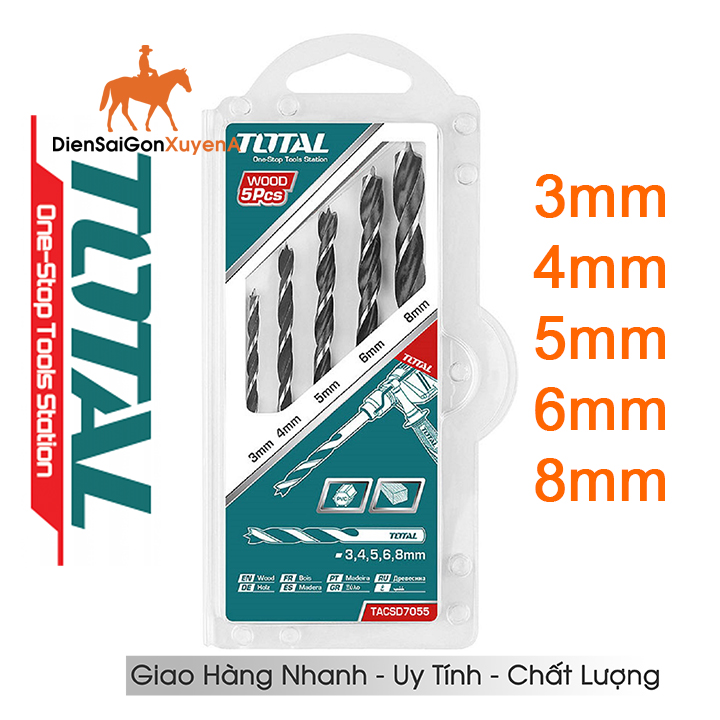 BỘ 5 MŨI KHOAN GỖ TOTAL TACSD7055 - Điện Sài Gòn Xuyên Á