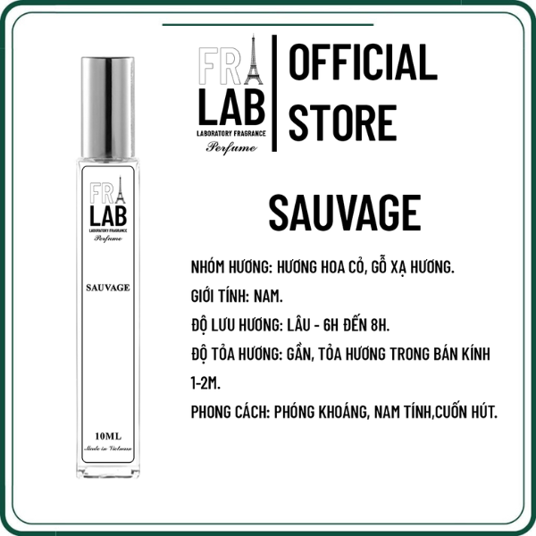 Tinh dầu nước hoa nam fralab sauvage edp, phóng khoáng, nam tính, cuốn hút, dạng xịt 10ml