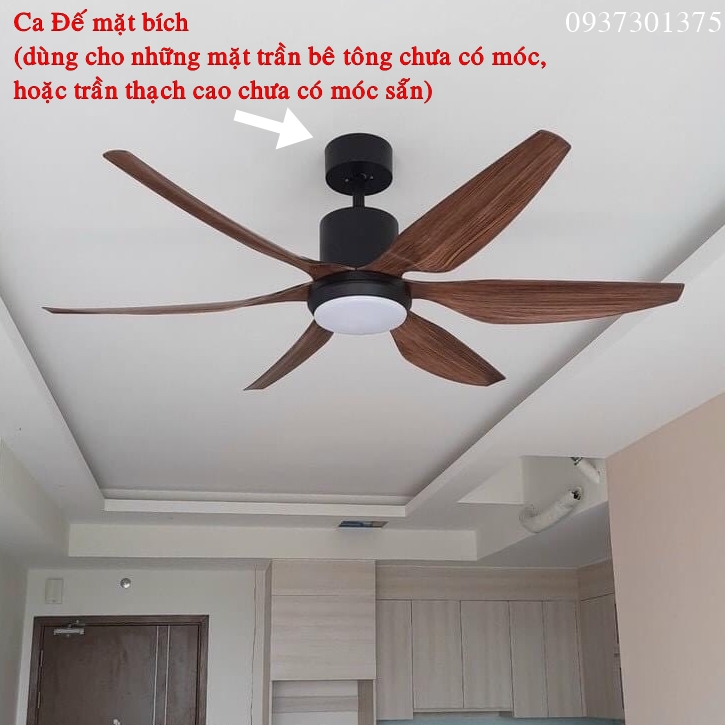 Quạt Trần Đèn 6 Cánh Vân Gỗ Động Cơ DC Siêu Mát,Điều Khiển 6 Tốc Độ,Sải Cánh 1m67 Đèn Led Sáng 3 Màu - Bảo Hành 3 Năm