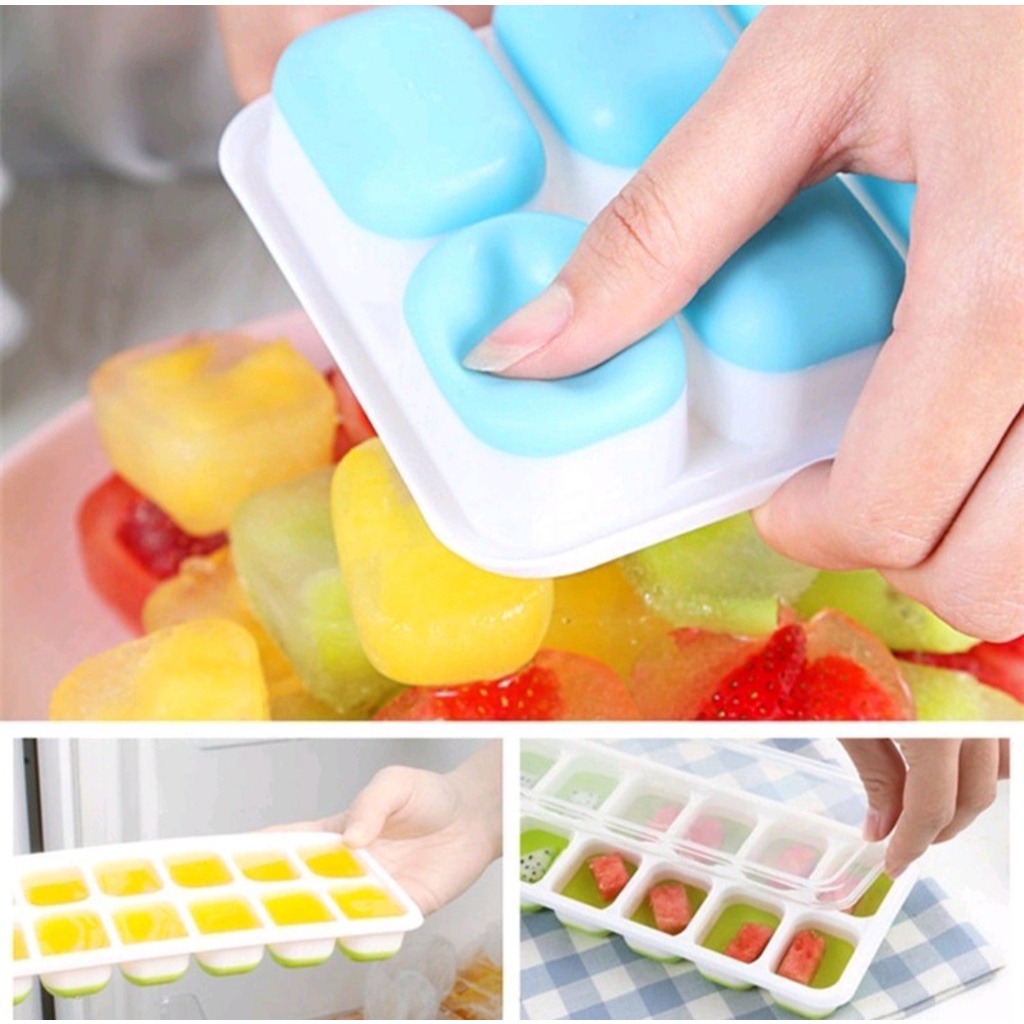 Khay Làm Đá Silicon Có Nắp Đậy 14 Viên